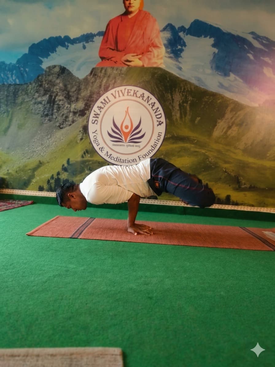 Hatha yoga session inside the wellness space